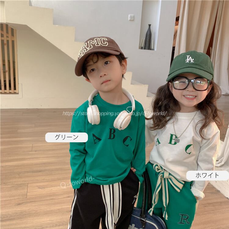 90 130 ｔシャツ ロンｔ ａｂｃ トップス 長袖 男の子 女の子 秋冬 子供服 女の子 人気 韓国子供服 男の子 Q Toworld キュートワールド 子供服