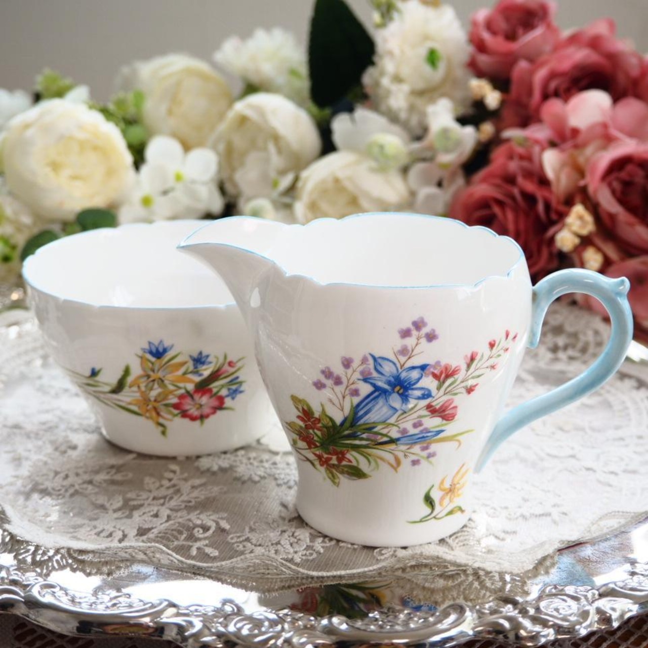 美品 ワイルマン シェリー ワイルドフラワーブルー クリーマー 