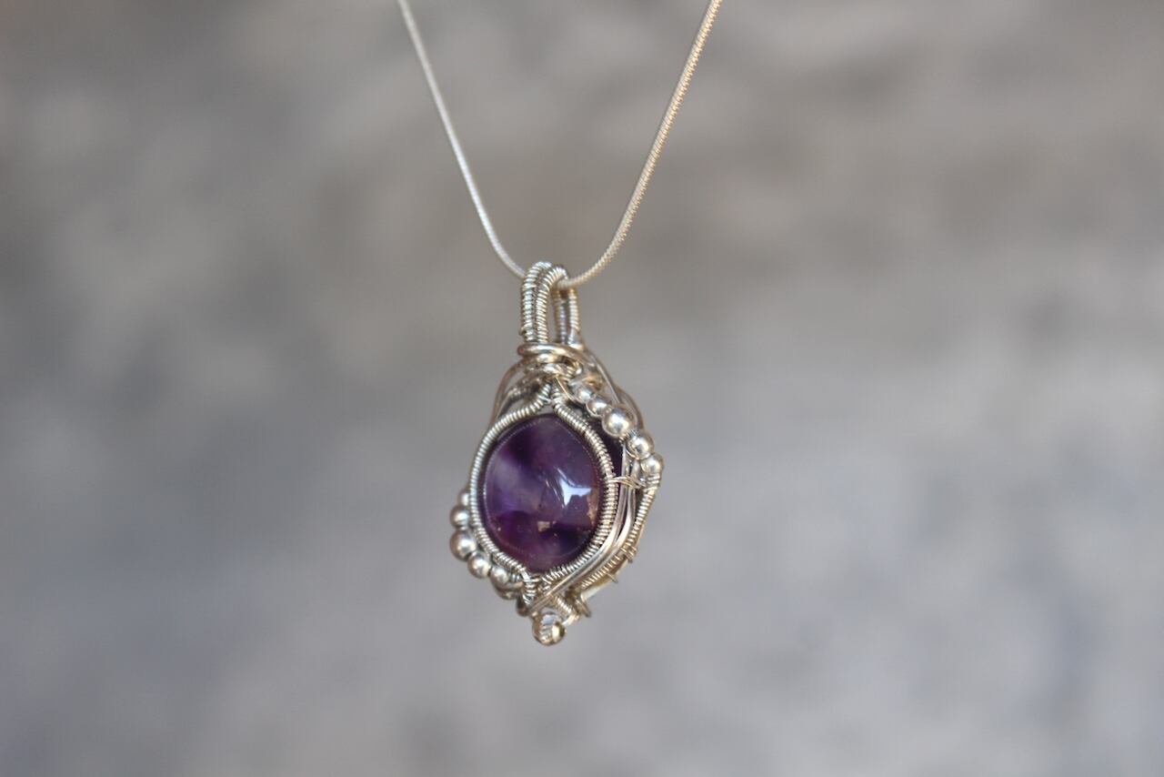 Trapiche amethyst silver925 wirewrapping pendant