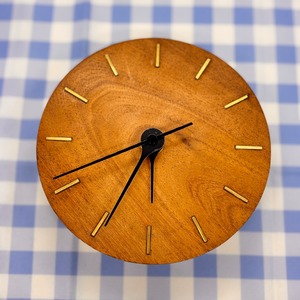 展示品　木とBRASSで作った温もりあふれる 置くことも出来る壁掛け時計