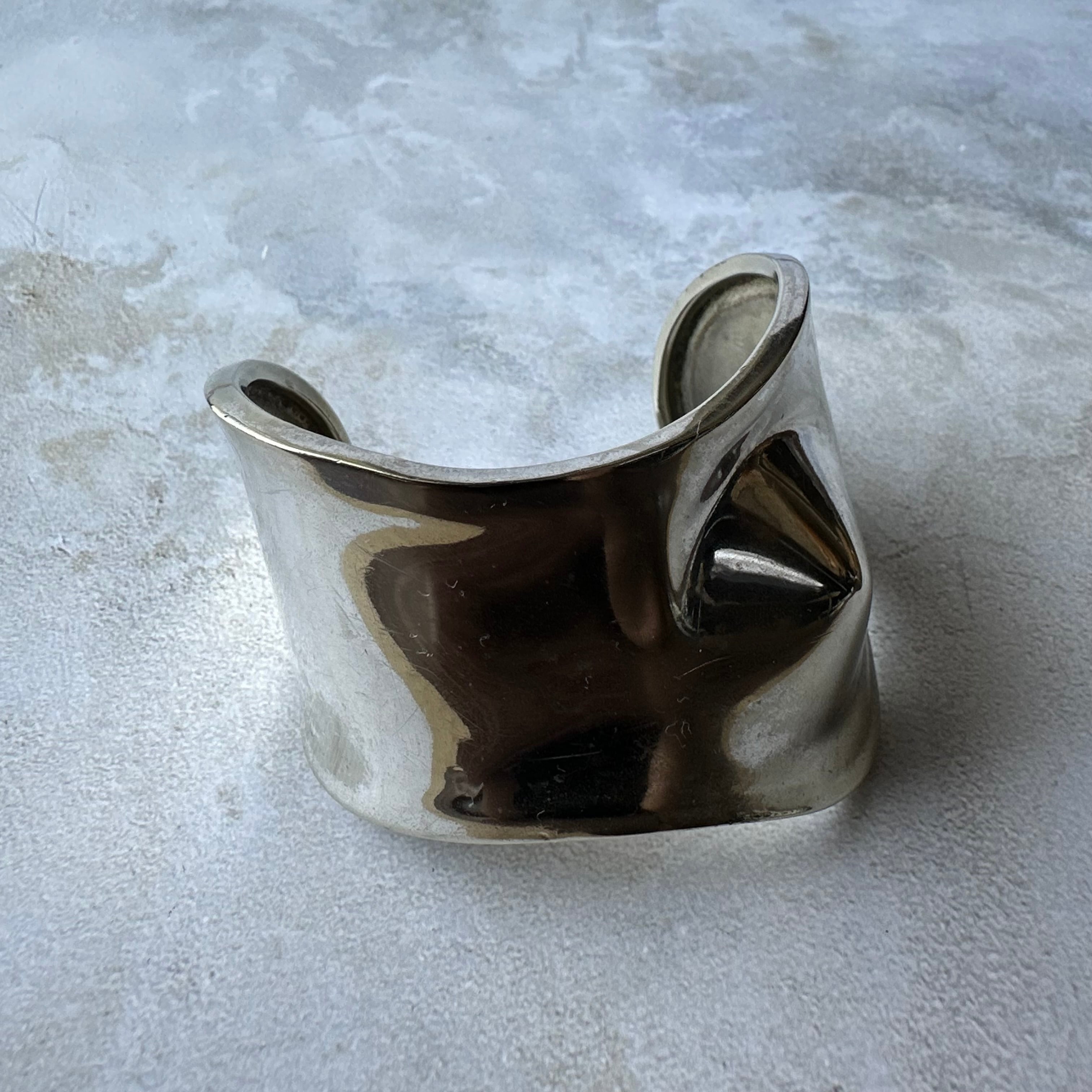 Vintage Heavy Bone Cuff Bracelet Silver925 Made in Mexico