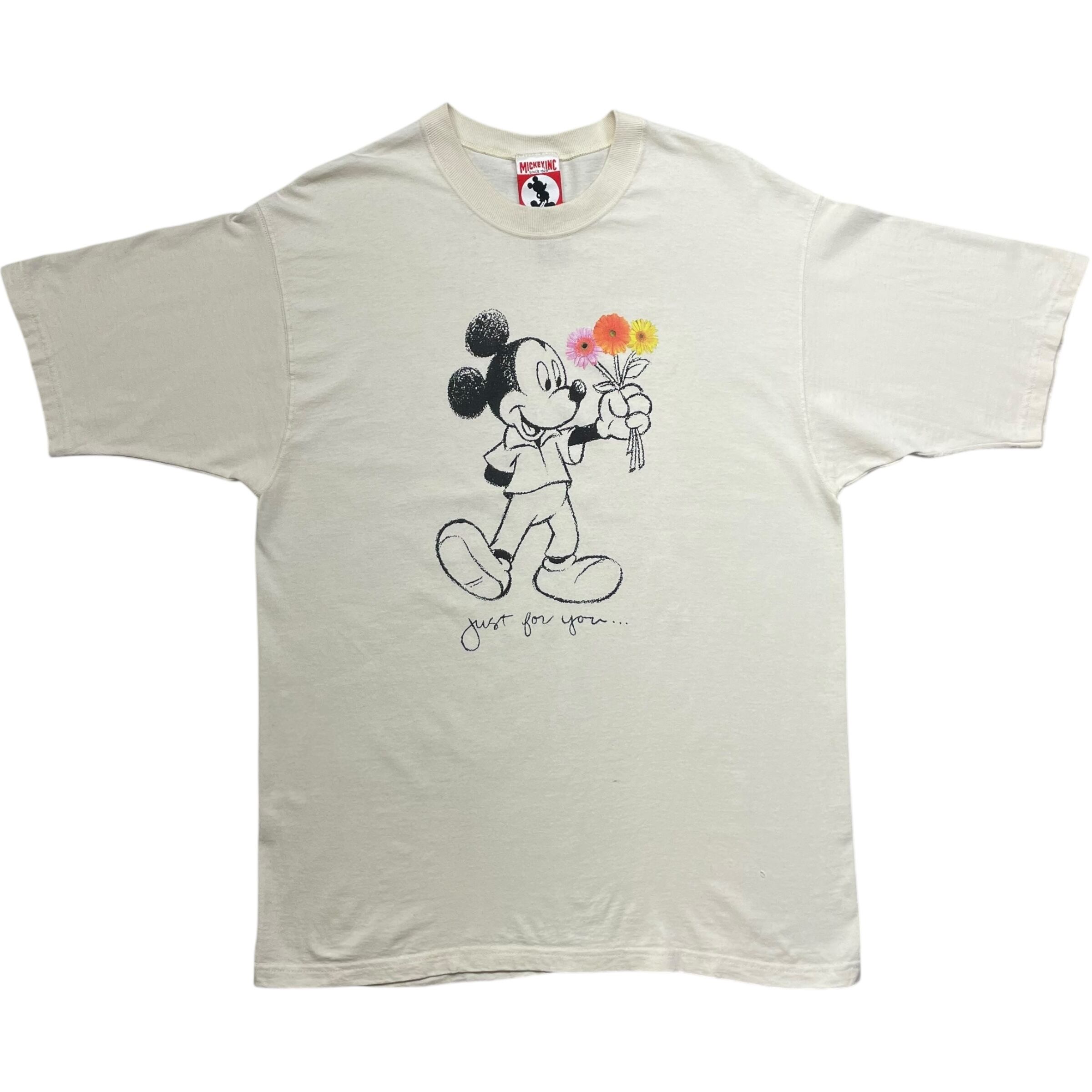 《L》Disney ディズニー Tシャツ ミッキーマウス フロントプリント ホワイト USA製 no.7630