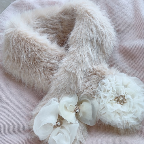 お花リッチマフラー <ロイヤルミルクティー> お花リッチマフラー <ロイヤルミルクティー>