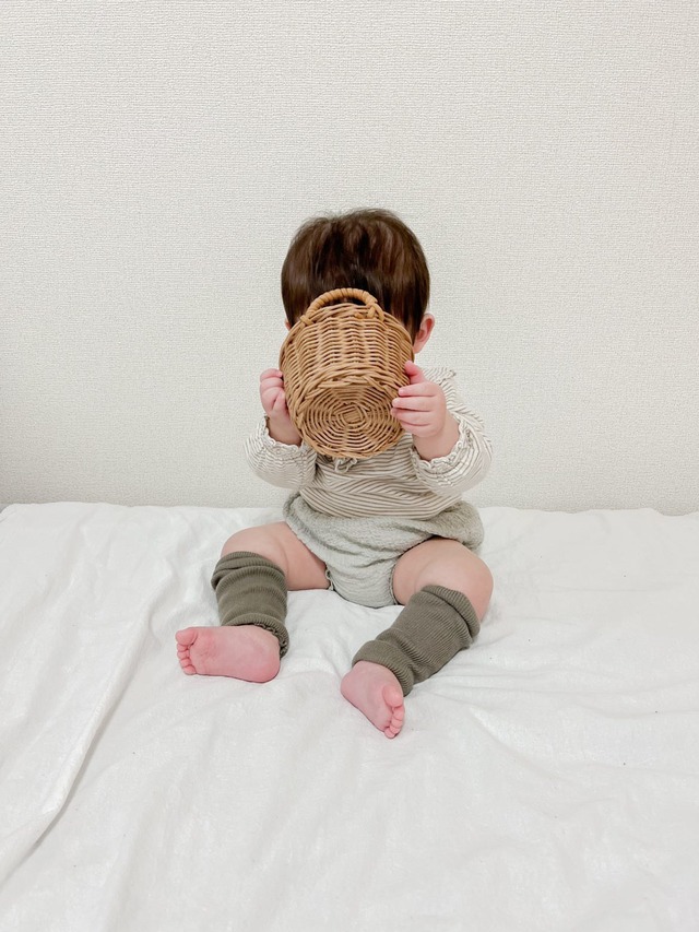 【即納】mini beige / stripe collar frill T