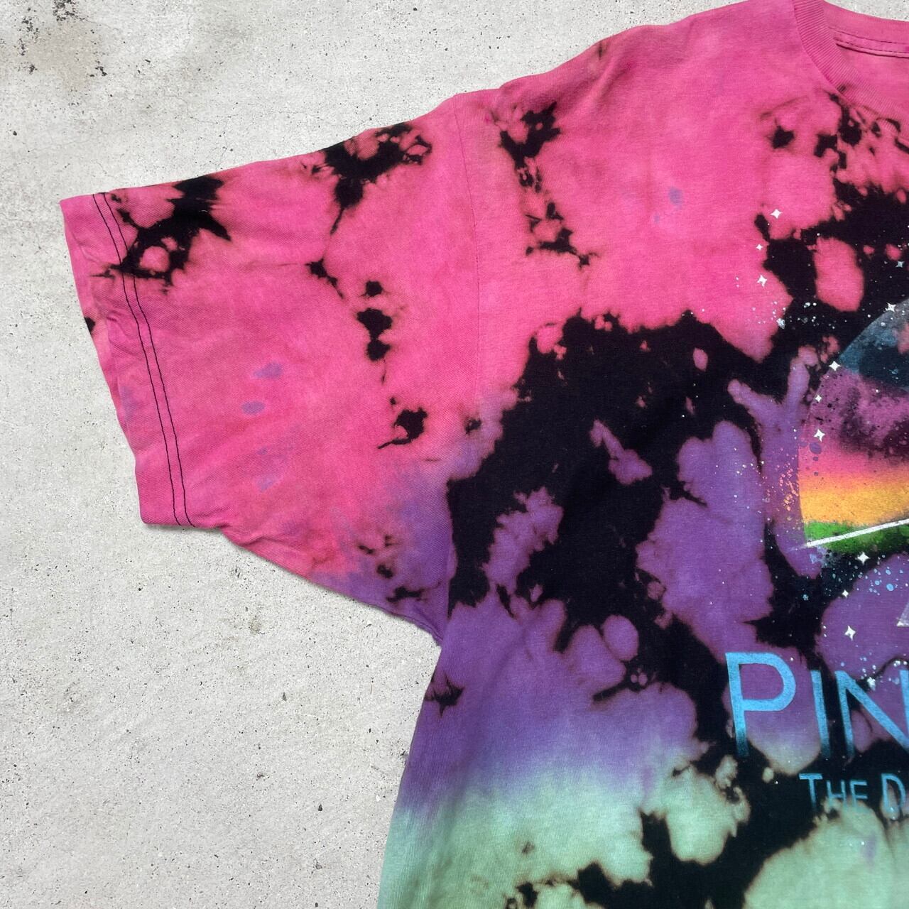 古着 ビンテージ タイダイ 毒 ケミカル 紫 緑 ピンク 染め Tシャツ 美品 PINK FLOYD DARK SIDE OF THE MOON ピンクフロイド バンドTシャツ バン