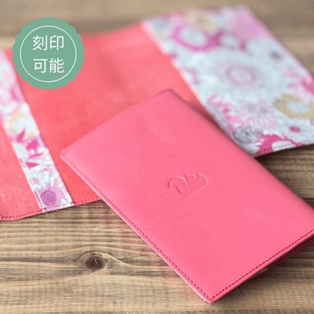 ブックカバー おしゃれ かわいい フリーサイズ 手帳カバー 革 文庫本 新書 B6判 46判 A5判 ローズピンク リバティ ギフト