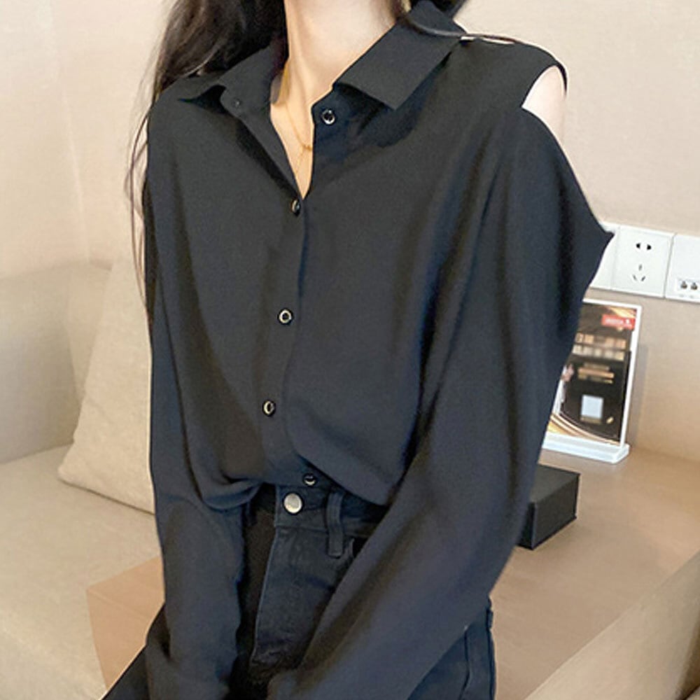 肩出し シアー シャツ レディース 春夏秋 長袖 トップス 韓国 大人 きれいめ 肌見せ かわいい おしゃれ カジュアル 大人可愛い 大人女子