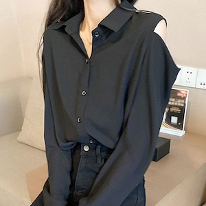 肩出し シアー シャツ レディース 春夏秋 長袖 トップス 韓国 大人 きれいめ 肌見せ かわいい おしゃれ カジュアル 大人可愛い 大人女子