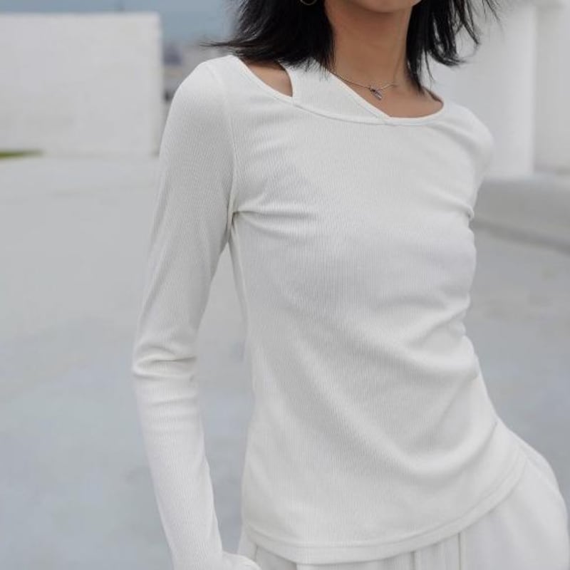 Layered style asymmetry tops 2 colors V2202