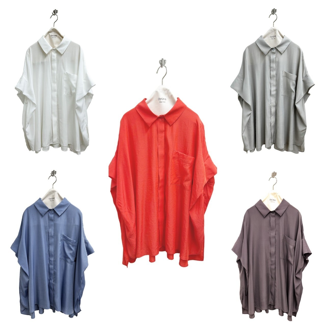 SALE【ayane】オーバーサイズトロミシャツ 826514 アヤン | red earth