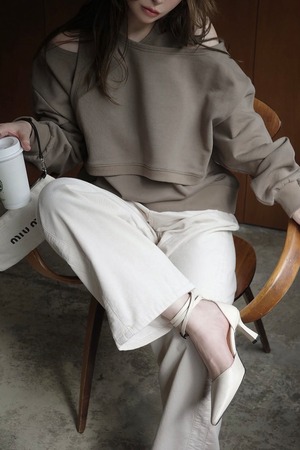 WILLFULLY  asymmetry 2 piece layered sweat  アシンメトリー２ピースレイヤードスエット　caffe mocha