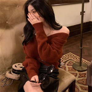 【送料無料】 トップス 3色 セーター ショート丈 萌え袖 袖あり 長袖 Vネック プルオーバー ニット ポリエステル かわいい 大人可愛い 大人女子 こなれ感 シンプル カジュアル 大人 上品 おしゃれ お洒落 ラフ コンサバ フェミニン 無地 秋 冬 30代 40代 レディース 女性用 ママ デート お出かけ お茶会 女子会 休日 授業参観 着回し プチプライス カラバリ デイリーユース 普段使い 韓国 ファッション 定番アイテム 着痩せ S M L XL ホワイト レッド ブラウン モノトーン