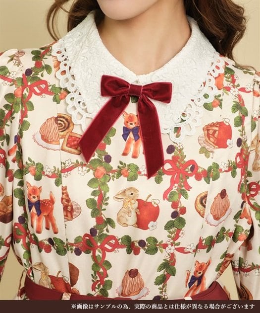 森のケーキ屋さん柄ワンピース / a. axes femme【返品・交換・申込撤回  