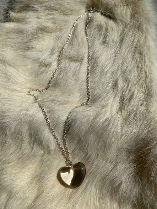 YURIKA_AKUTSU　clear glass heart / silver925 oval chain necklace