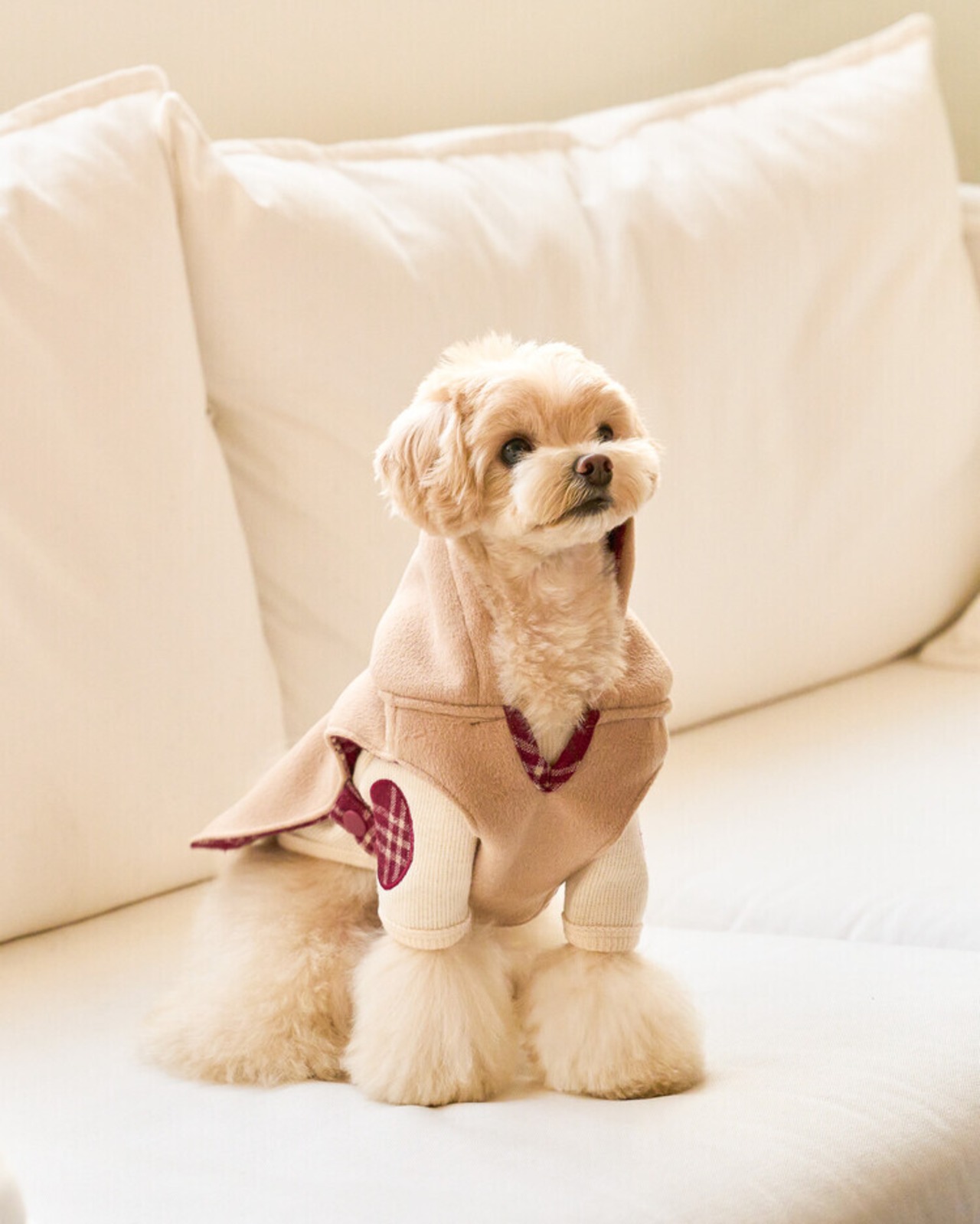 即納【kiki&nini】Brownie Classic Check Poncho (キャメル)