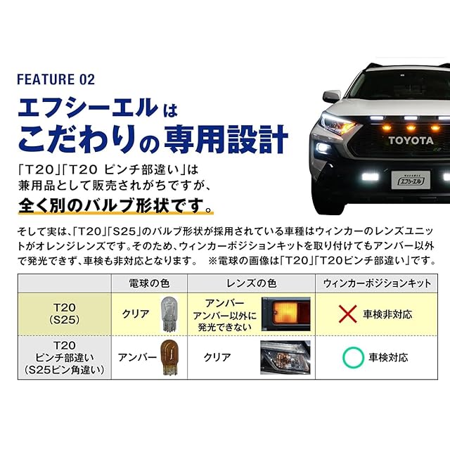 fcl.(エフシーエル) T20 ピンチ部違い led ウインカーポジションキット