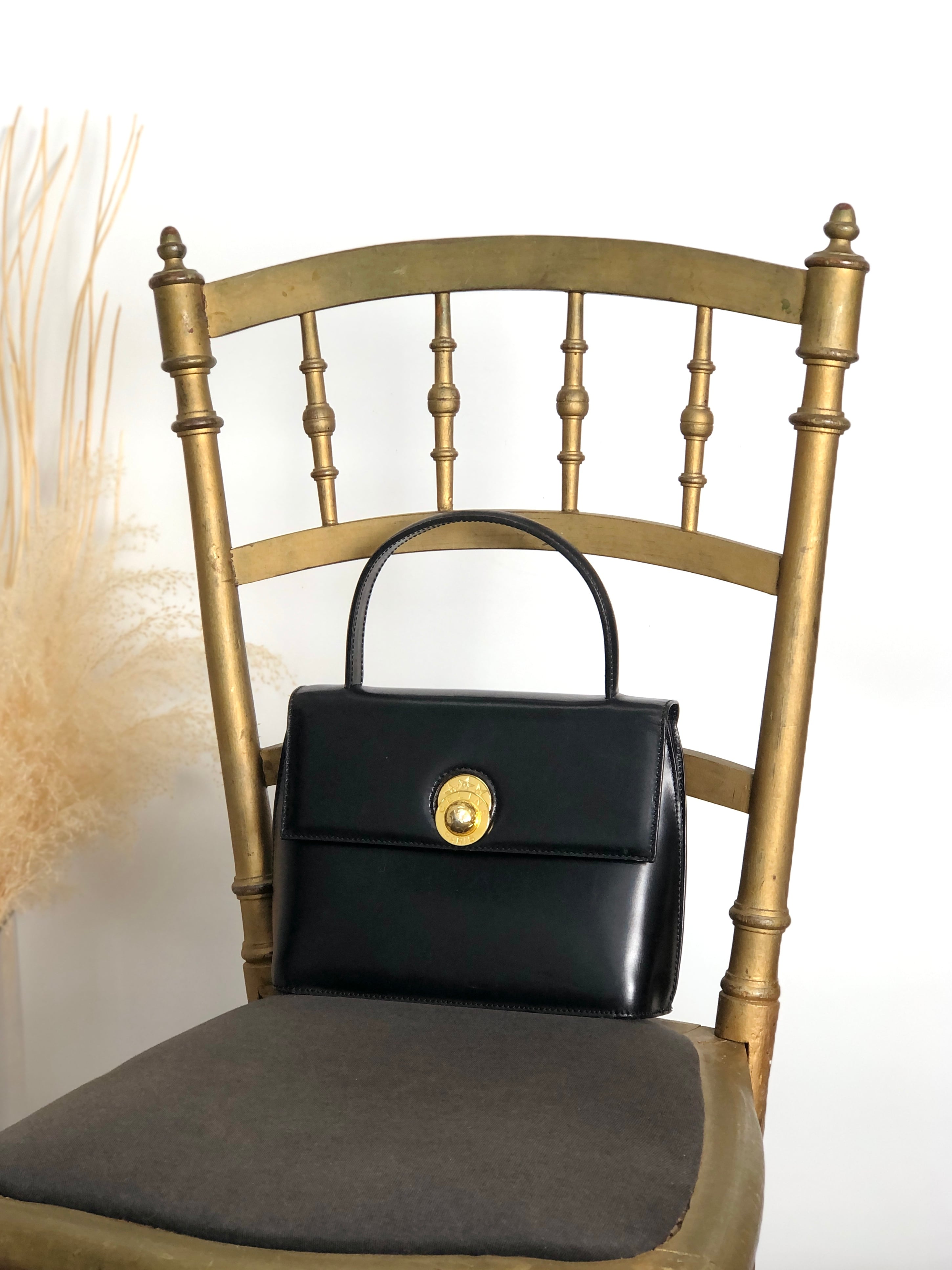 CELINE セリーヌ ハンドバッグ ブラック スターボール レザー vintage ヴィンテージ オールド 5fj8x2