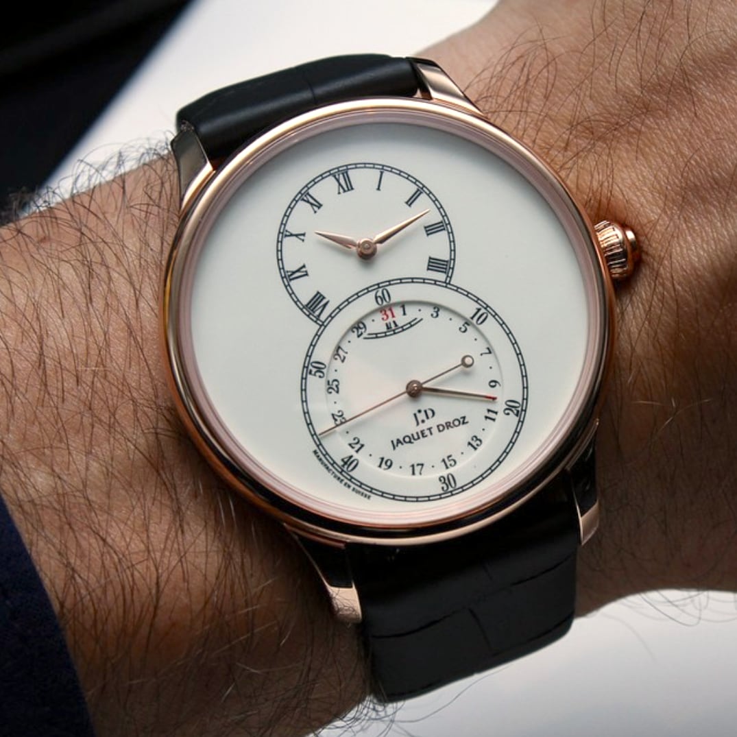 【JAQUET DROZ ジャケ・ドロー】GRANDE SECONDE QUANTIÈME IVORY ENAMEL 43mm　グラン・セコンド カンティエーム アイボリーエナメル レッドゴールド／国内正規品 腕時計