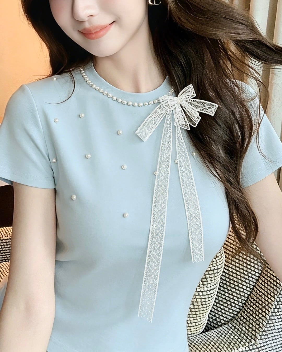 ランダムパールレースリボンTシャツ 2508697