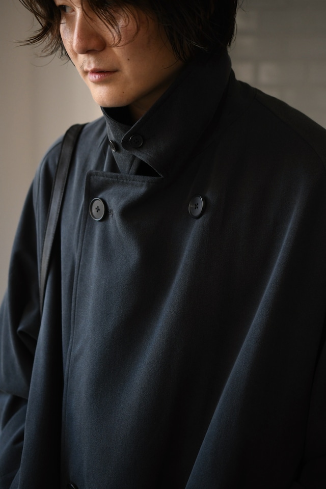 A.PRESSE / Maxi Length Washed Silk Trench Coat (Charcoal)