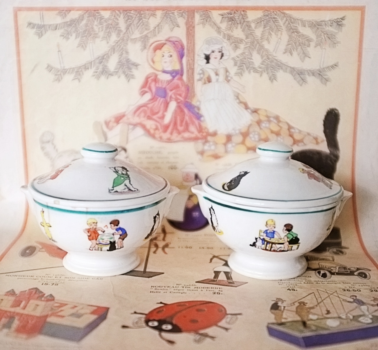 Creil et Montereau 子猫と子犬と小鳥と少年少女とスーピエールa ディネット クレイユモントロー