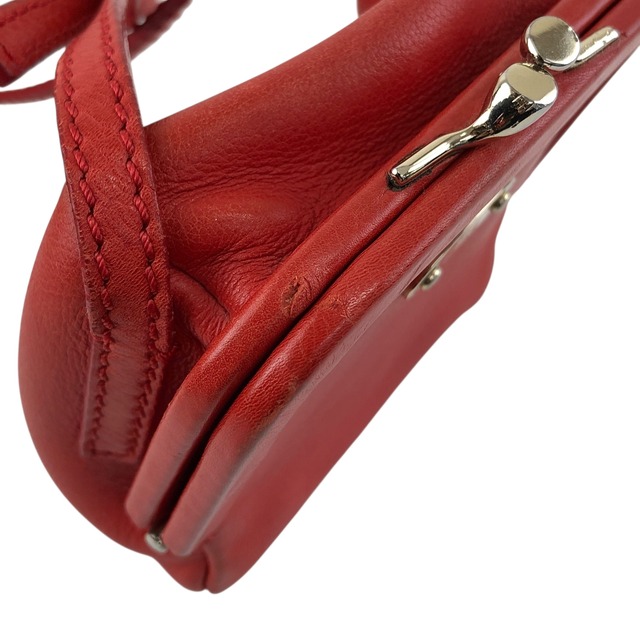 CELINE セリーヌ ショルダーバッグ レッド ブラゾン レザー ミニバッグ がま口 ポシェット vintage ヴィンテージ オールド nphuik