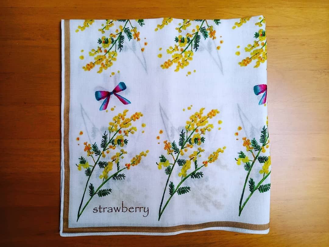 ミモザ&リボンのハンカチ☆バンダナ