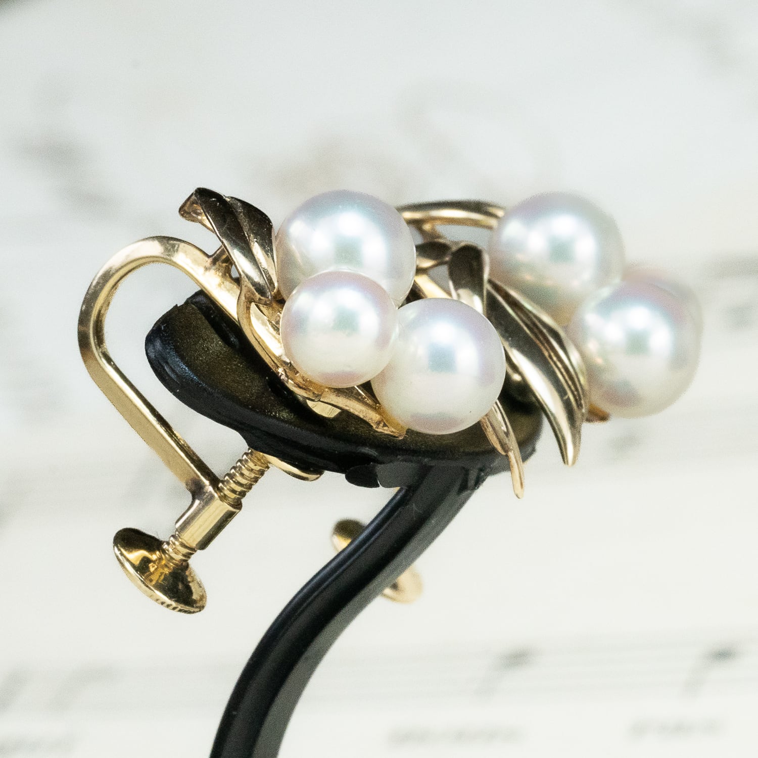ミキモト MIKIMOTO K14 あこや真珠 パール イヤリング 3粒