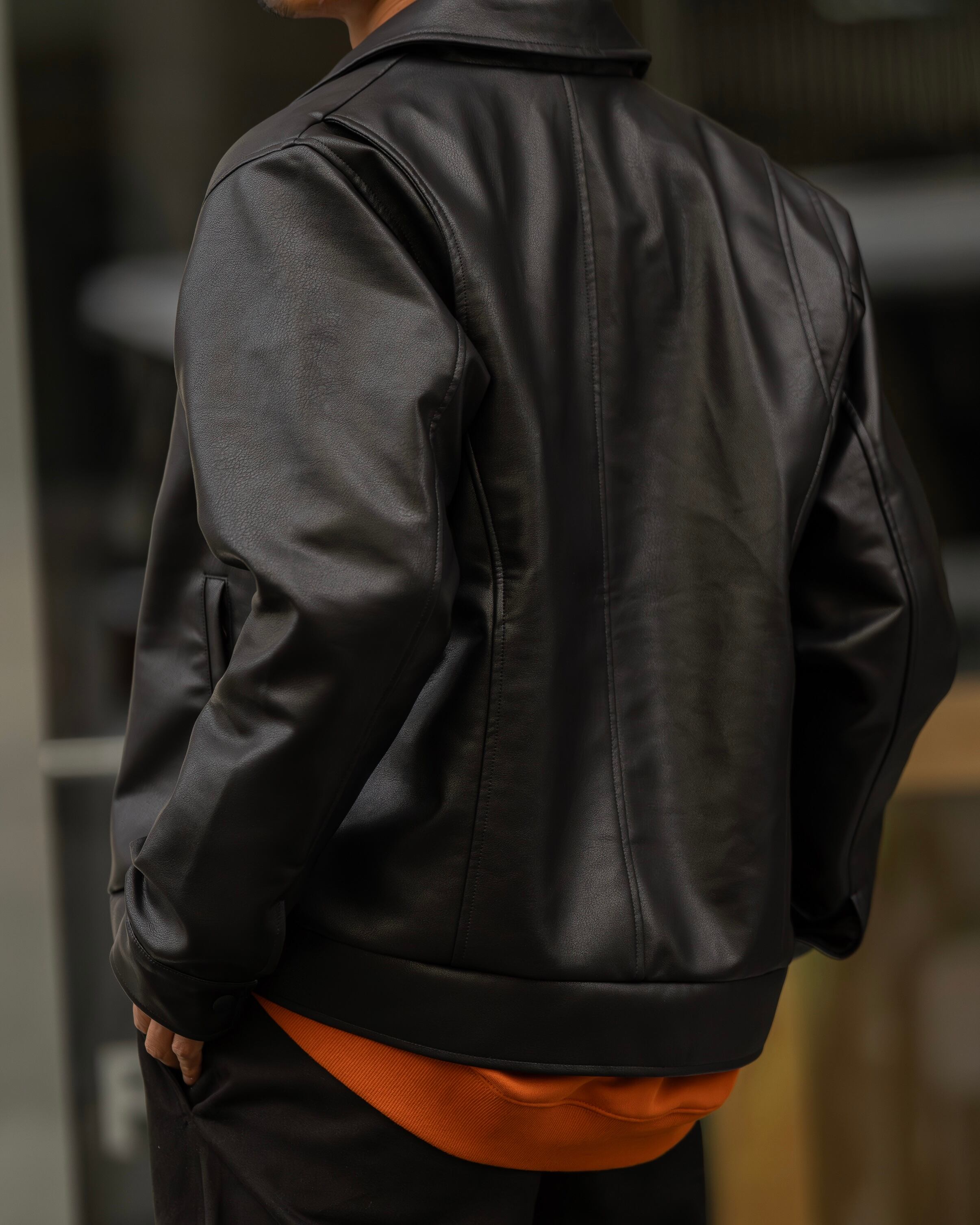 Synthetic Leather Zip Up Jacket［2465amy-3］レザージャケット