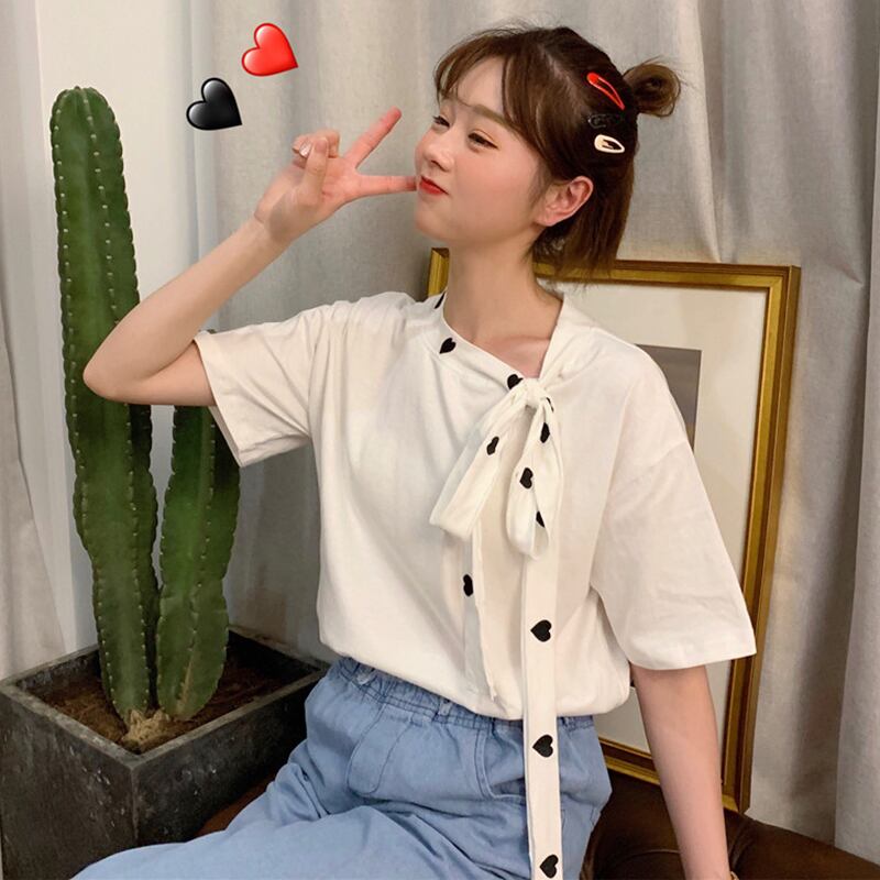 ホワイトTシャツ シャツ サマーレースルーズ薄手トップス レッド 刺繍 大人ガーリー スウィート キュート カジュアル 夏物 萌量不足37762197749