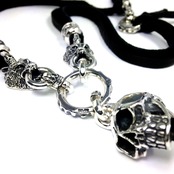 LEATHER NECKLACE 2 BEADS [SKULL & WOLVES] / スカル＆ウルヴスレザーネックレス