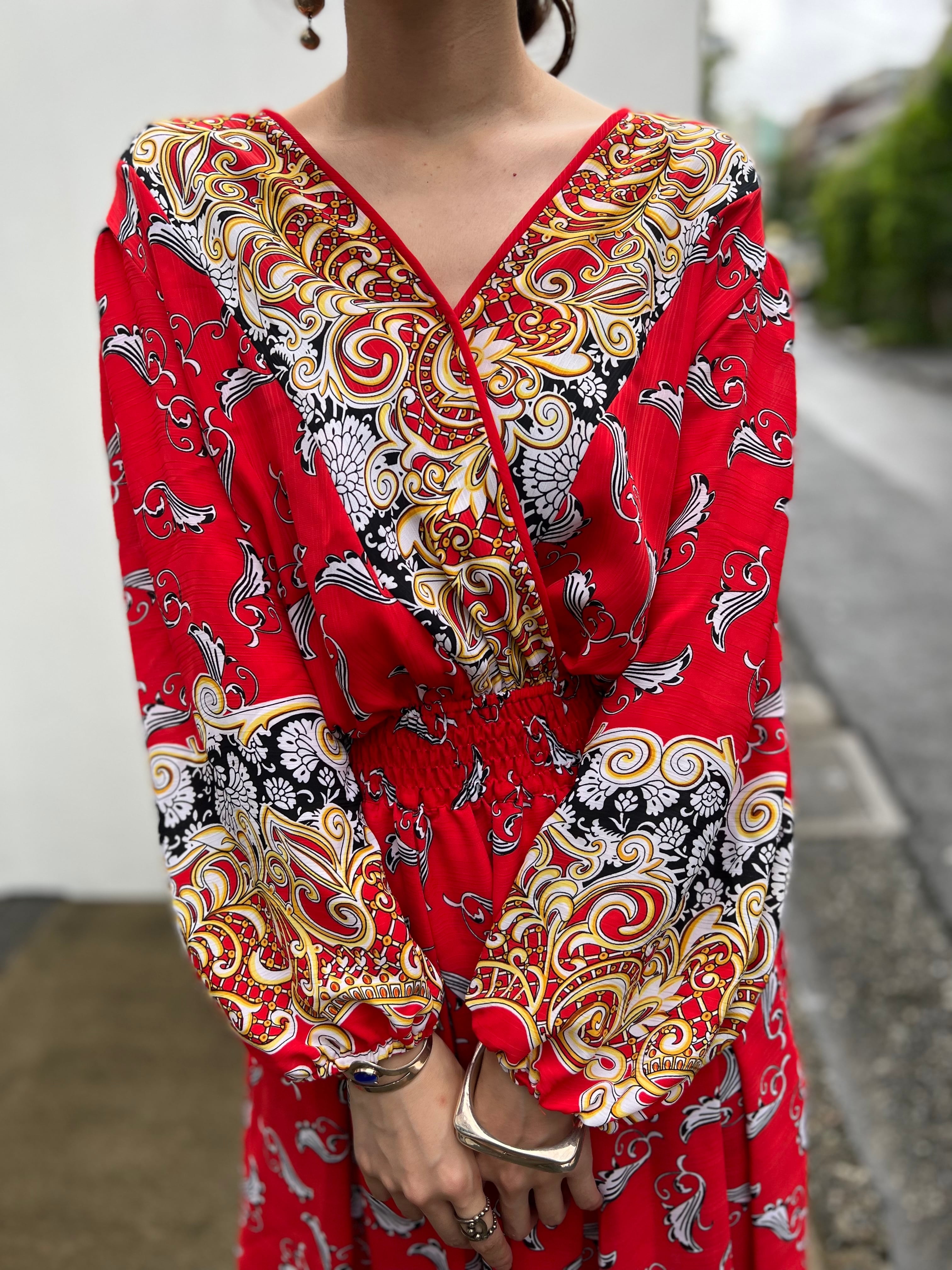 Diane freis red × floral cache coeur dress  ダイアンフレイス