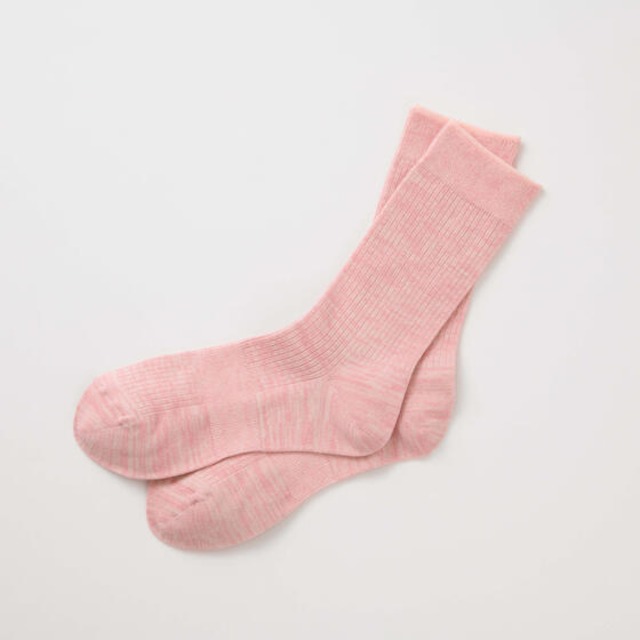 【竹布】TAKEFU 先丸リブソックス 花梨花(かりんか/ピンク系)