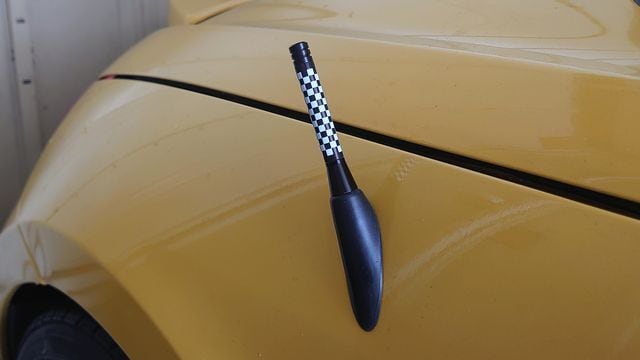 格子柄 チェック アンテナ ルーフ ショートタイプ ヘリカル ポール