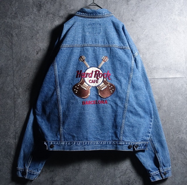 "Hard Rock CAFE" Denim Logo Embroidered Design Trucker Jacket