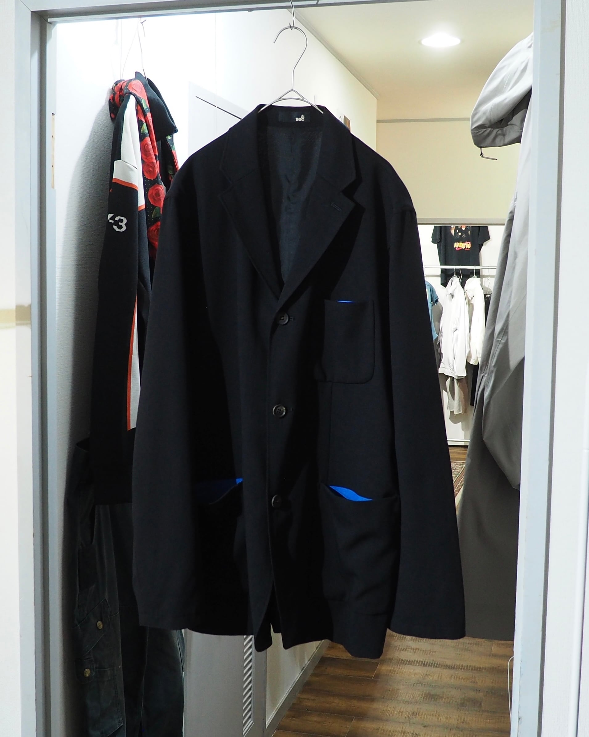 2000s ” sec ” Beautiful Light Blue switching Tailored jacket