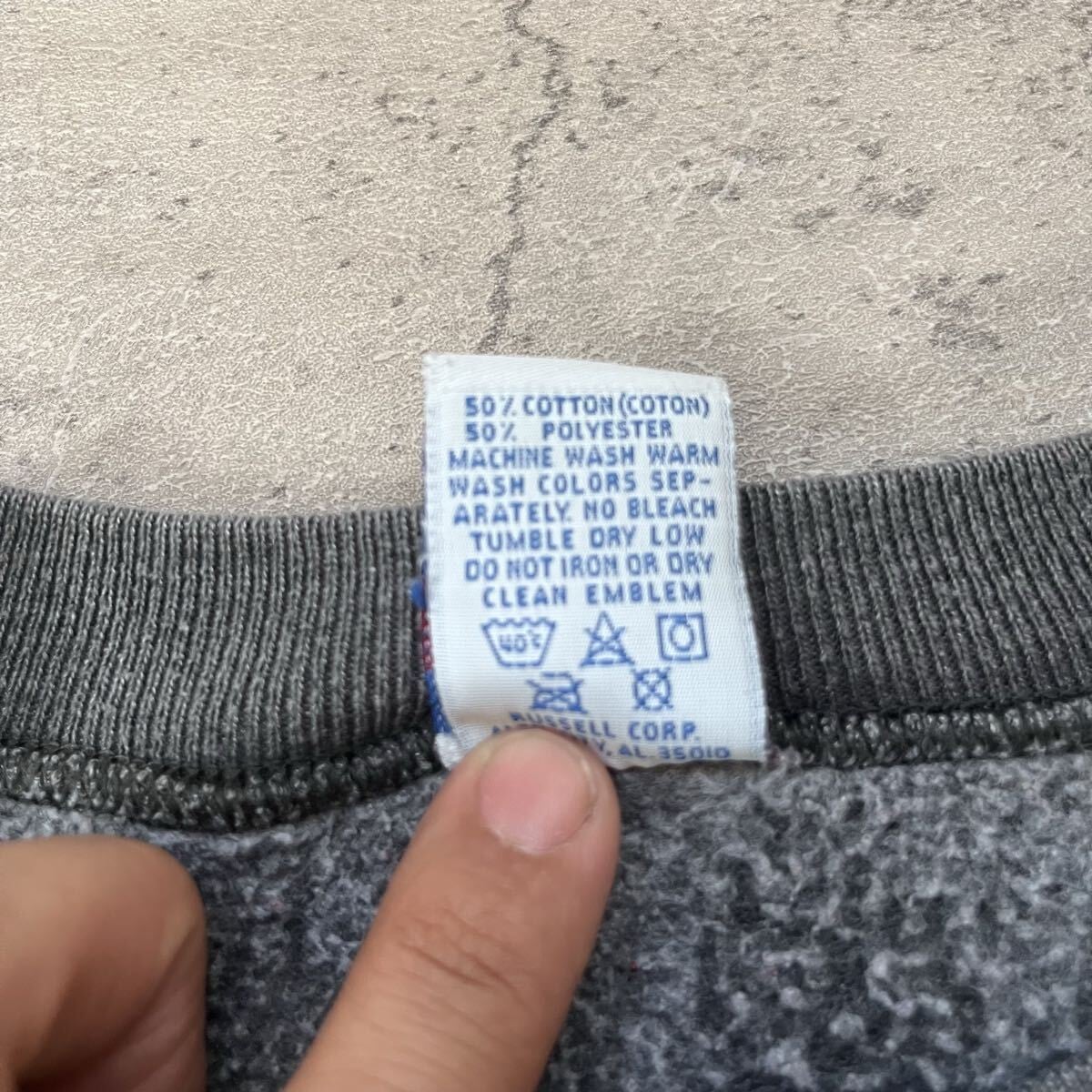 XL】90s USA製 RUSSELL ATHLETIC 無地 前V スウェット チャコール