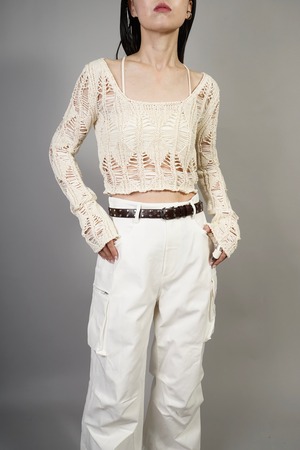 CROPPED KNIT TOPS  (IVORY) 2207-73-23