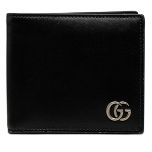 グッチ GGマーモント 二つ折り財布 コンパクトウォレット 428725 ブラック レザー レディース GUCCI 【中古】