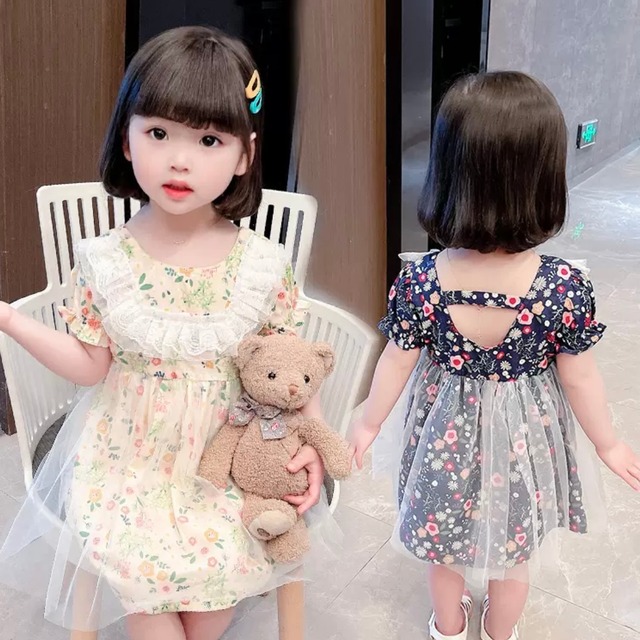 2色 子供服 90〜130 レース フリル 半袖 フレアワンピース 送料無料 花柄 シースルー ミモレ丈 ドレス バックオープン 子供 キッズコーデ キッズファッション キッズドレス キッズ 可愛い きれいめ エレガント 春 夏 ガーリー 韓国系 お出かけ 外出 きれいめカジュアル 着回し ファッション デート コーディネート 重ね着 休日 特別な日 お祝い 記念日 普段着 春コーデ 夏コーデ 韓国 おしゃれ シンプル ゆったり 韓国ファッション ワンポイント コーデ パーティー パーティドレス 誕生日