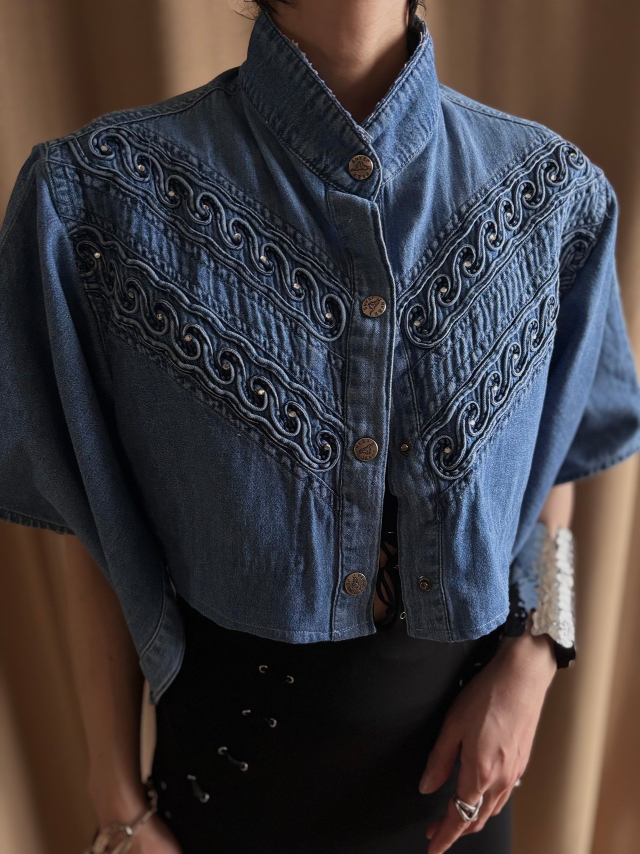 sculptural sleeve remake dungaree shirt-5200-4