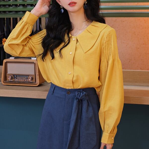 ビックカラー パフスリーブシャツ 00219