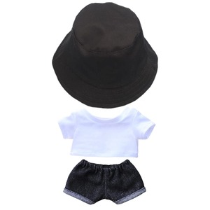 【数量限り】niannyyhouse　ぬいぐるみ 用　20cm人形の服　帽子+Tシャツ+ズボン　3点セット　着せ替え　フィッシャーマンズハット　白Tシャツ　ジーンズ　人形ベビー服　綿人形の服 (C-20cm)