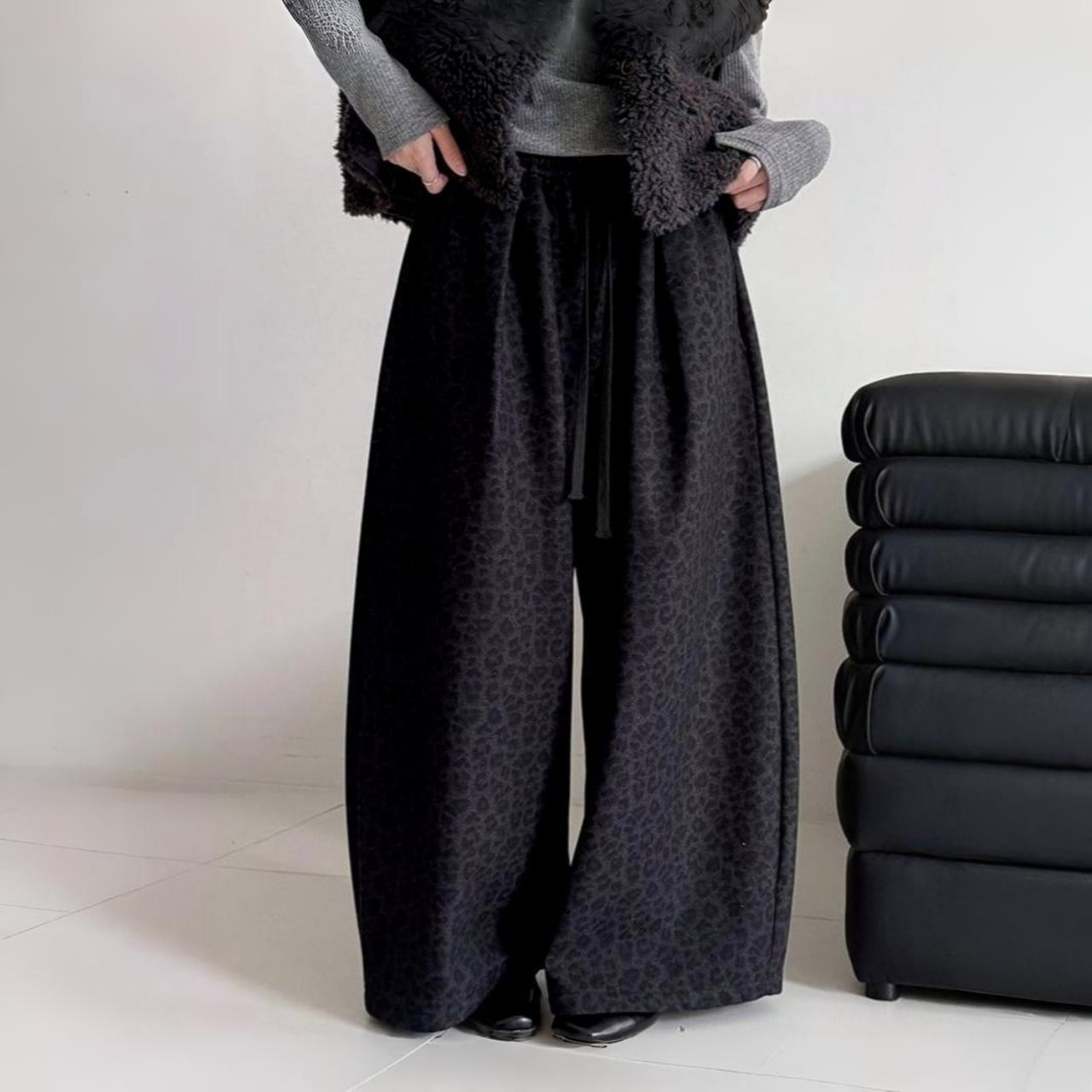 レオパードリラックスワイドパンツ A01930