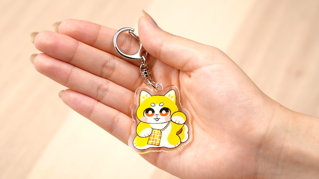 いろいろまねき隊　キーホルダー しばイエロー