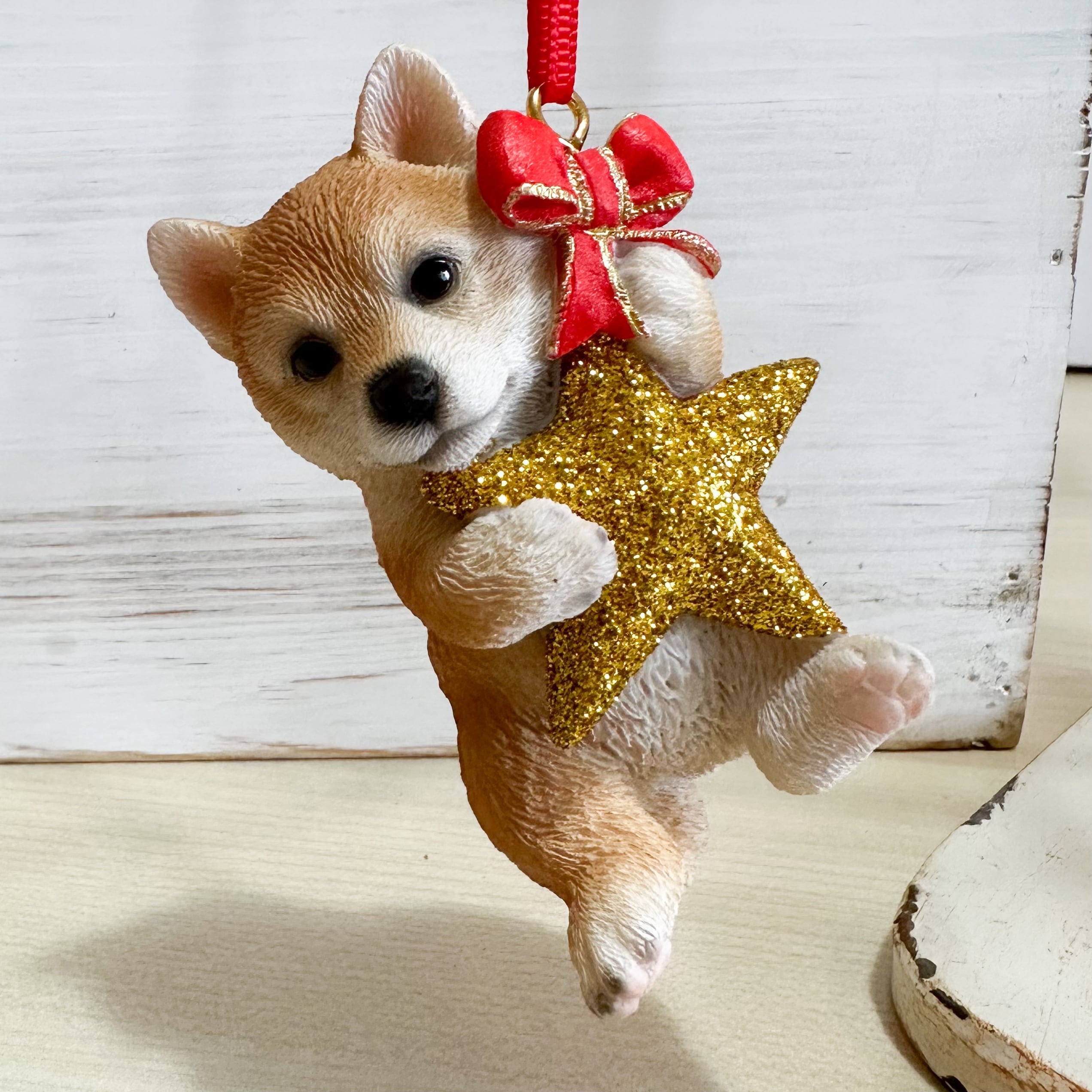 星を抱えるオーナメント 柴犬