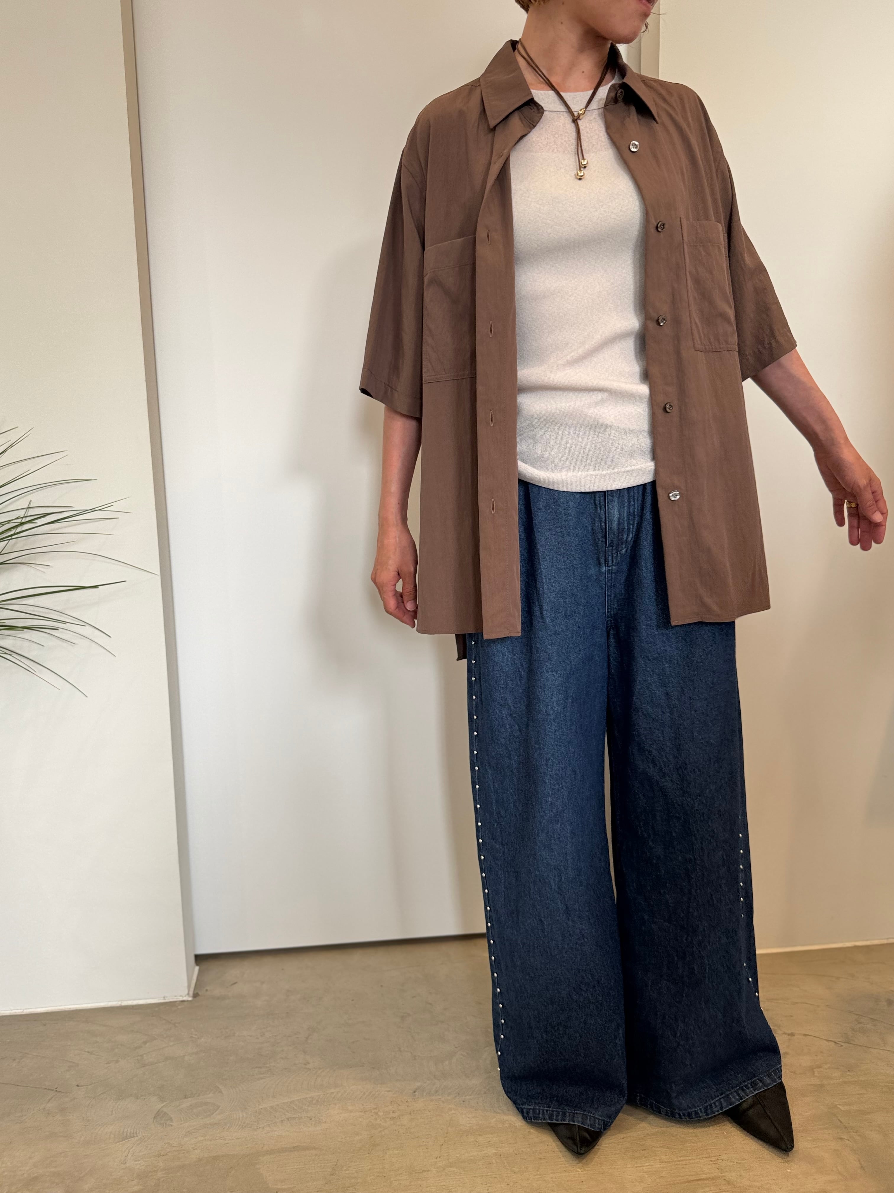 【cafune】セットアップ可 ハーフスリーブシャツ 535923