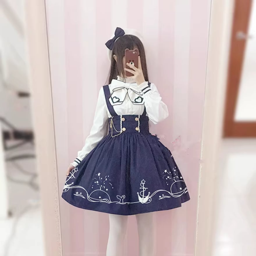 海外ロリータ セーラー風 ロリータファッション通販 SEASONZ セーラー ワンピース 半袖
