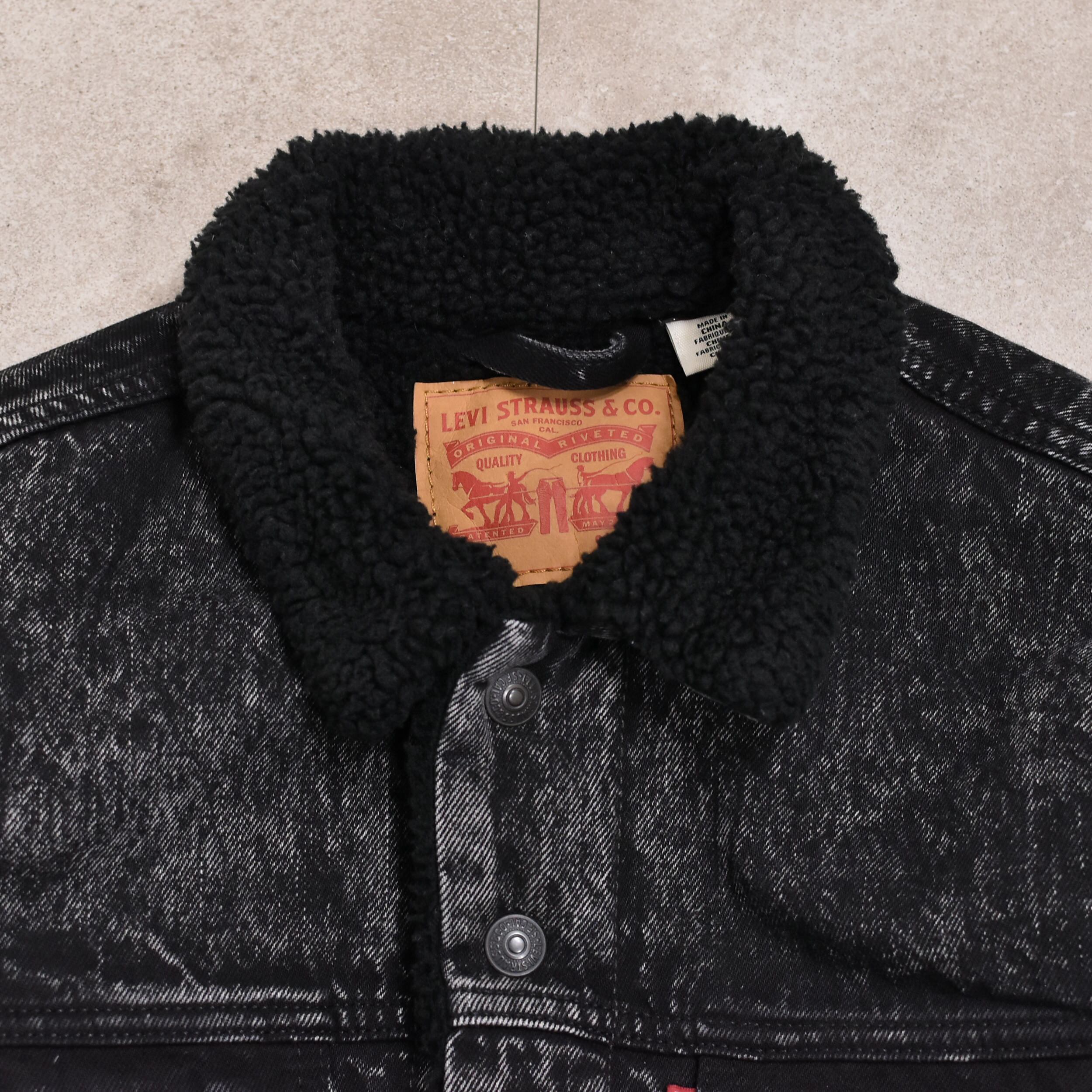 00s Levi's black denim boa jkt | 古着屋 grin days memory 【公式