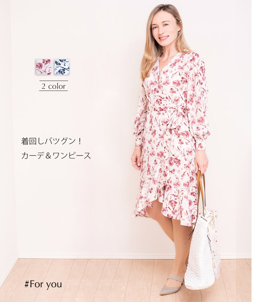 可憐花びら舞うカーディガンフレアワンピース_e0062103006